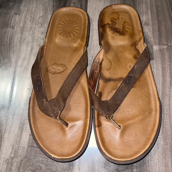 Uggs Leather flip flop sandal womens  13 - Picture 1 of 4